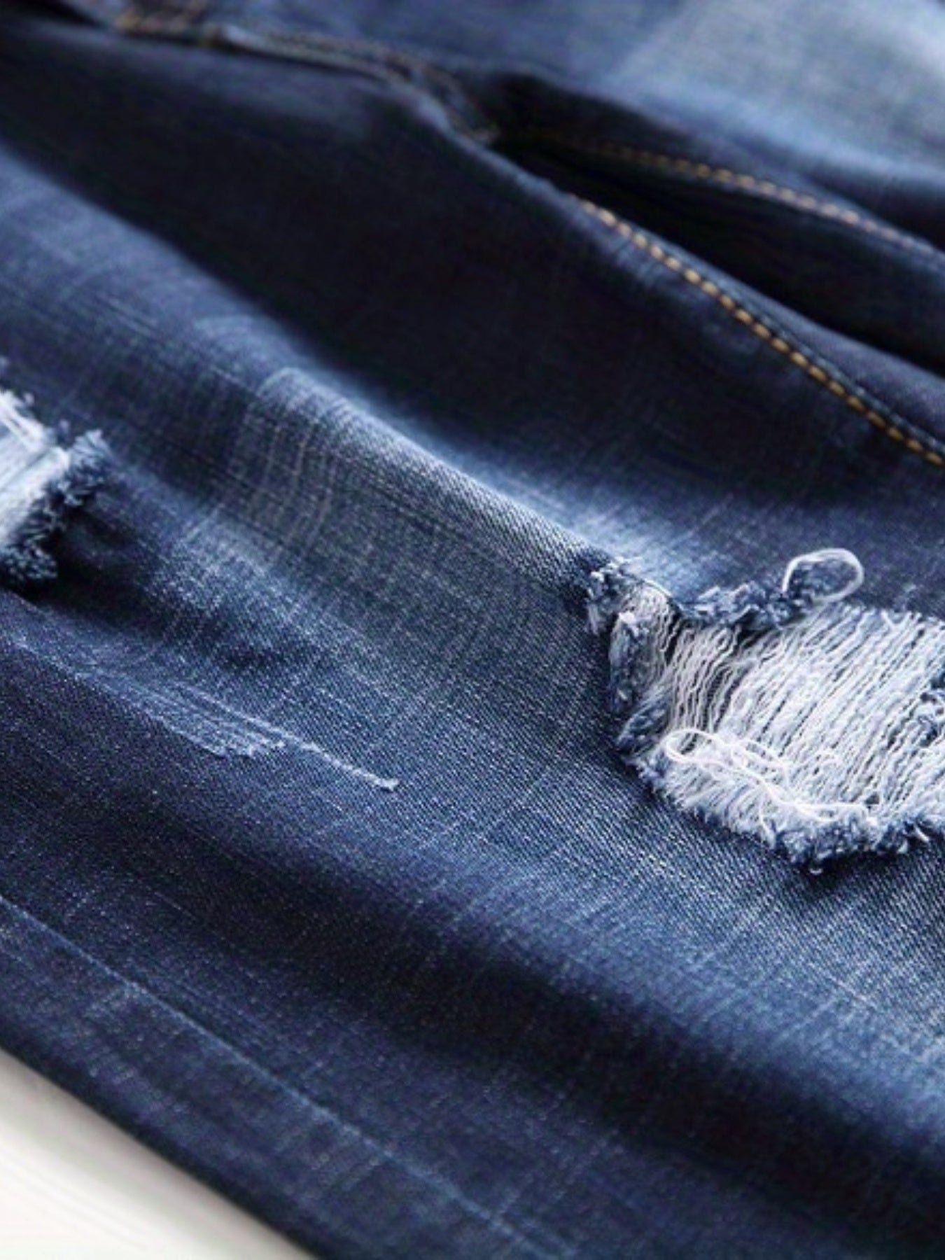 Mens Fashion Ripped Denim Shorts - Comfortable Slim Fit, Flexible Stretch, Trendy Distressed Style, Perfect for Casual Summer Days - Mens Jorts - Snug & Style