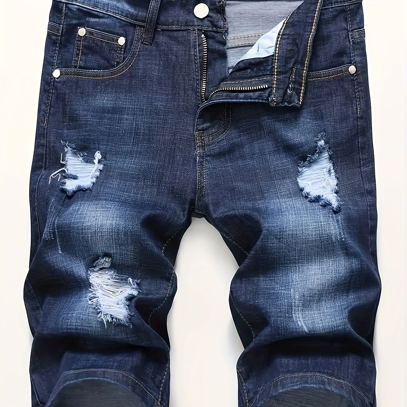 Mens Fashion Ripped Denim Shorts - Comfortable Slim Fit, Flexible Stretch, Trendy Distressed Style, Perfect for Casual Summer Days - Mens Jorts - Snug & Style