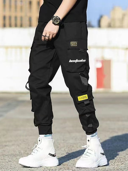 Classic Design Multi Flap Pockets Cargo Pants, Men's Casual Techwear Drawstring Cargo Pants Hip Hop Joggers For Autumn Summer Outdoor - Snug & Style