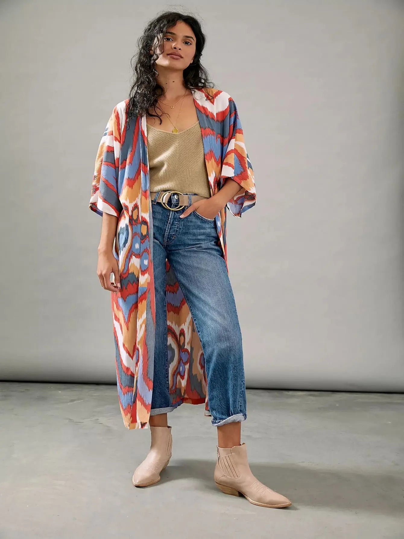 new style Women s Boho Style Kimono Plus Size Loose Fit Half Sleeves V Neck Beach Cover Up - Snug & Style