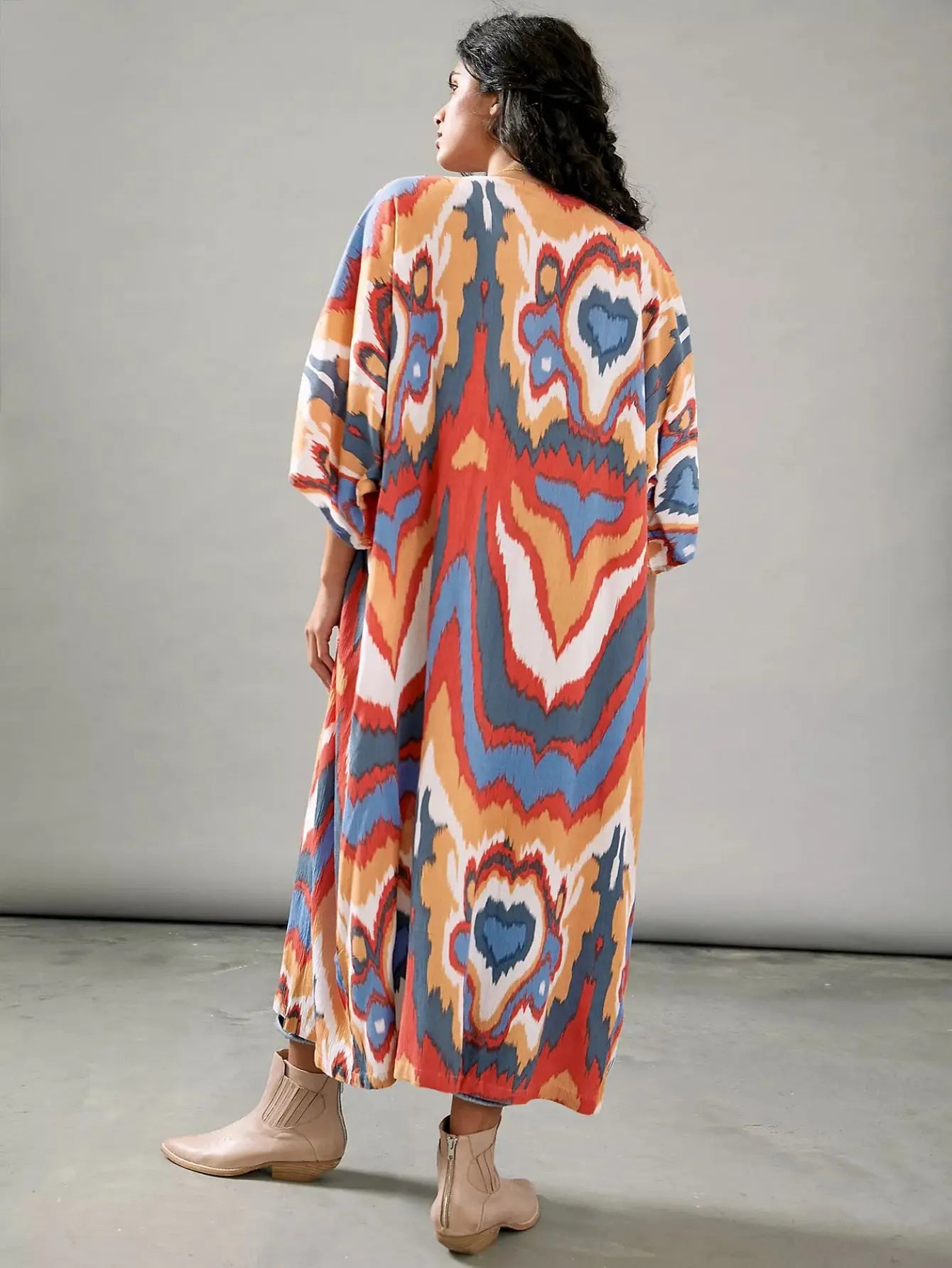 new style Women s Boho Style Kimono Plus Size Loose Fit Half Sleeves V Neck Beach Cover Up - Snug & Style
