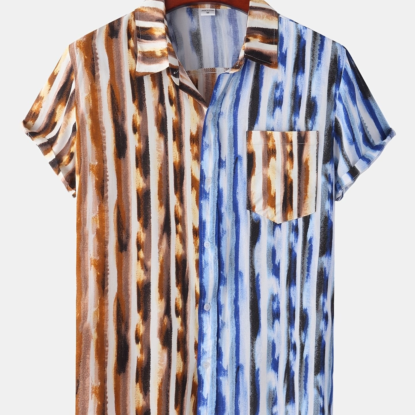 Mens Fashion Essential - Stylish Casual Beach T-Shirt with Bold Contrasting Colors - Comfortable Non-Stretch Cotton, Short Sleeves for Summer - Snug & Style