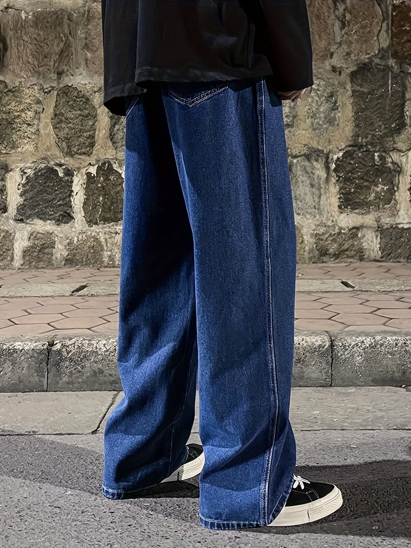 Mens Fashion Jeans - Rich Solid Color, Loose Fit, Classic Straight Leg, High-Quality Denim, Perfect for Daily Casual Wear, Inspired by Street Style Fashion Trends - Snug & Style