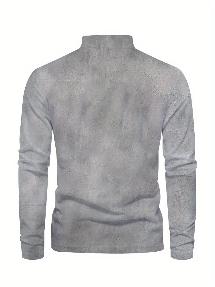 Plus Size Mens Fashion 3D Sailboat Print Lapel Shirt - Oversized Long Sleeve Golf Inspired - Premium Comfort for Spring/Autumn Wear - Trendy Casual Clothing for Males - Snug & Style