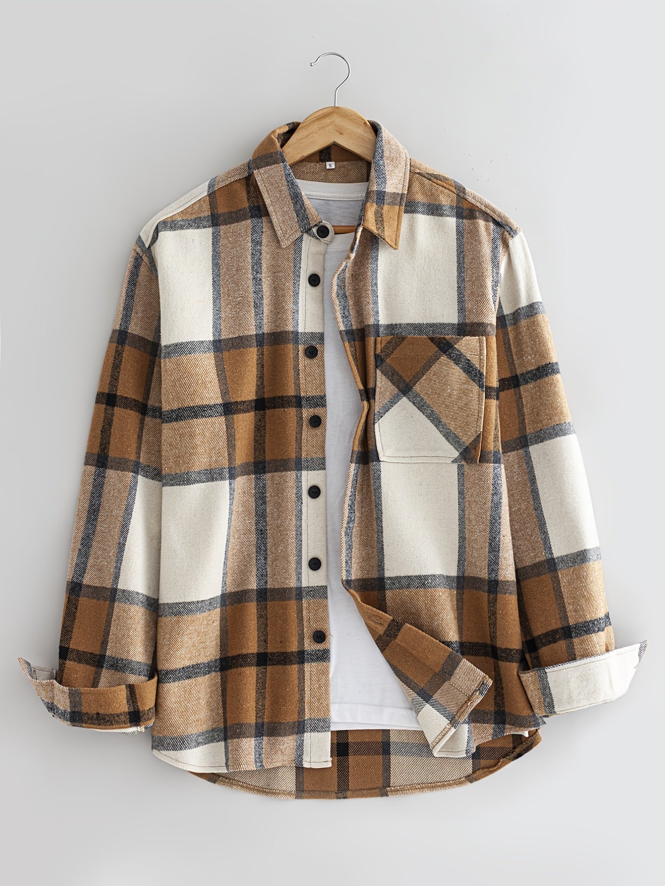 Men's Flannel Plaid Lapel Button Short Pocketed Shirts Coats - Snug & Style