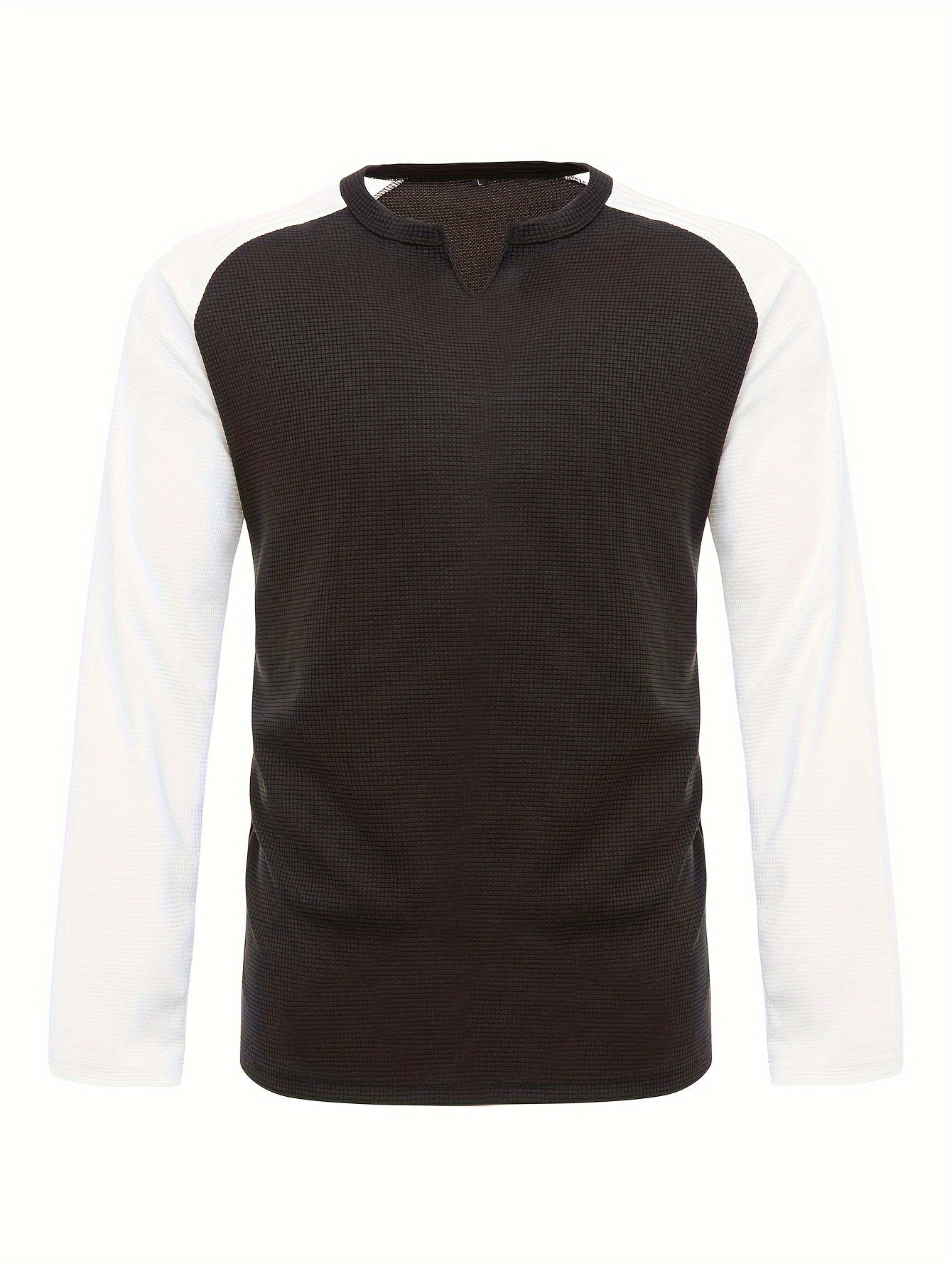 Mens Color Block V-Neck T-Shirt - Long Sleeve Active Wear for All Seasons - Stylish, Comfortable, and Breathable Casual Shirts - Perfect for Spring, Summer, and Autumn - Mens Fashion Tops - Snug & Style