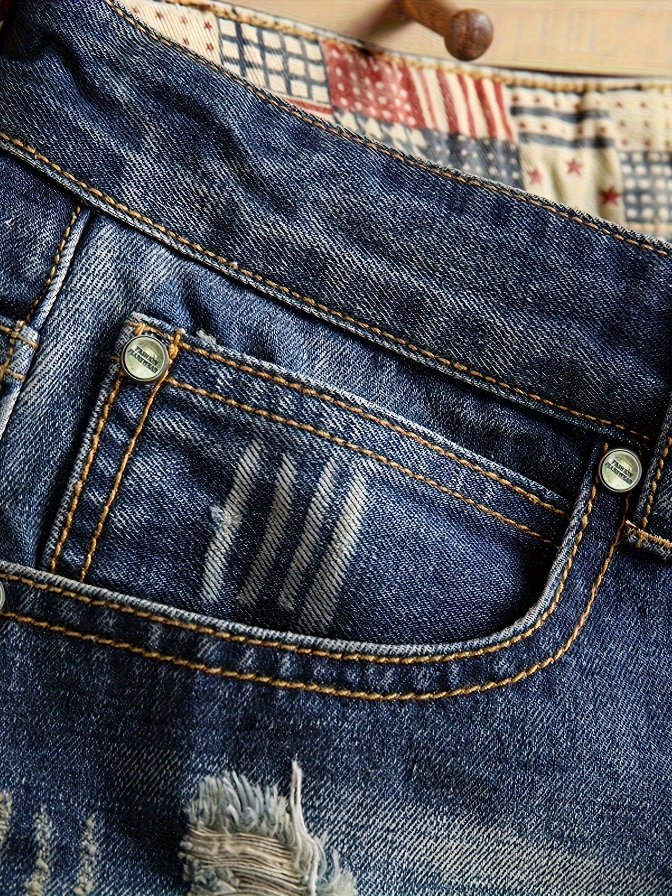 Mens Fashion-Forward Ripped Denim Shorts - Comfortably Loose Fit, Timeless Solid Hue with Trendy Distressed Details, Packed with Practical Pockets, Super Breathable for Summer Outdoor Adventures - Snug & Style