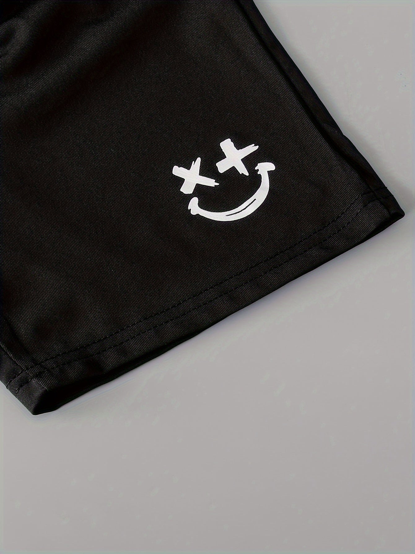 3-Pack Boys Trendy Summer Outfit - Soft Cotton Blend Solid T-shirts with Fun Smile Face Shorts & Handy Crossbody Bag - Comfortable, Lightweight, Perfect for Playtime - Snug & Style