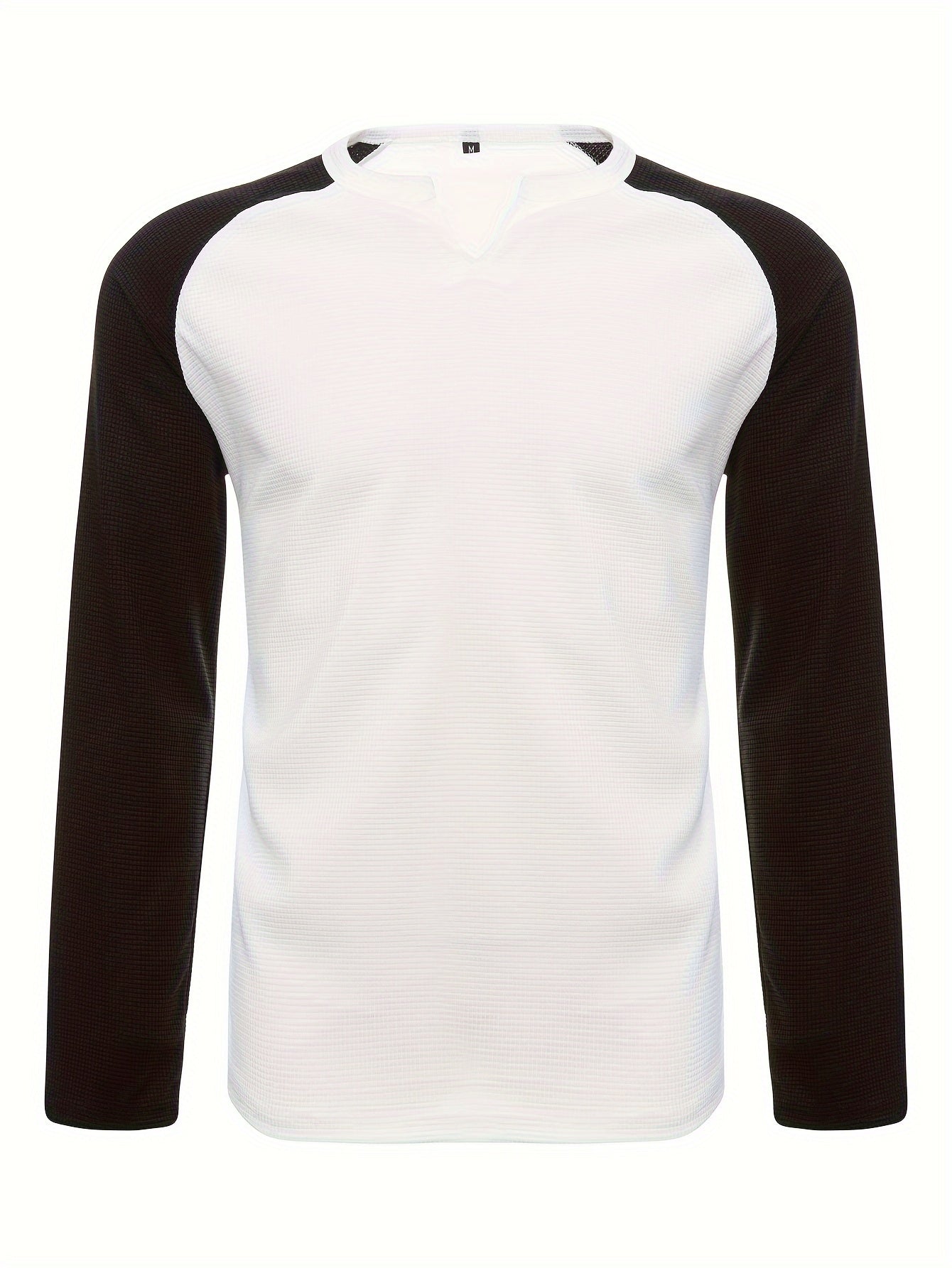 Mens Color Block V-Neck T-Shirt - Long Sleeve Active Wear for All Seasons - Stylish, Comfortable, and Breathable Casual Shirts - Perfect for Spring, Summer, and Autumn - Mens Fashion Tops - Snug & Style