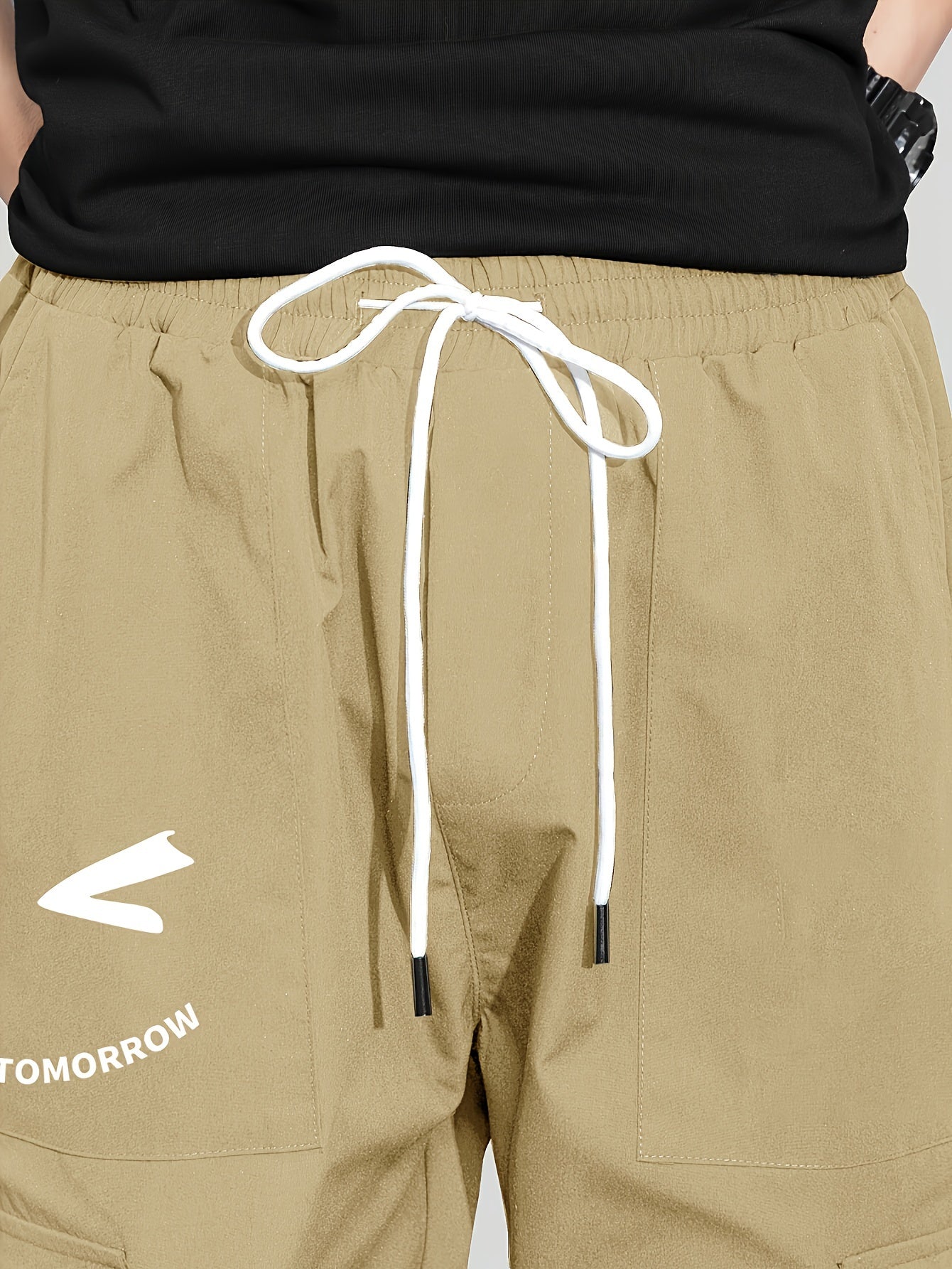 Mens Fashion-Forward Solid Cargo Pants - Abundant Flap Pockets, Loose Fit Drawstring Trousers - Durable Outdoor Work to Streetwear Hip Hop Style - Snug & Style