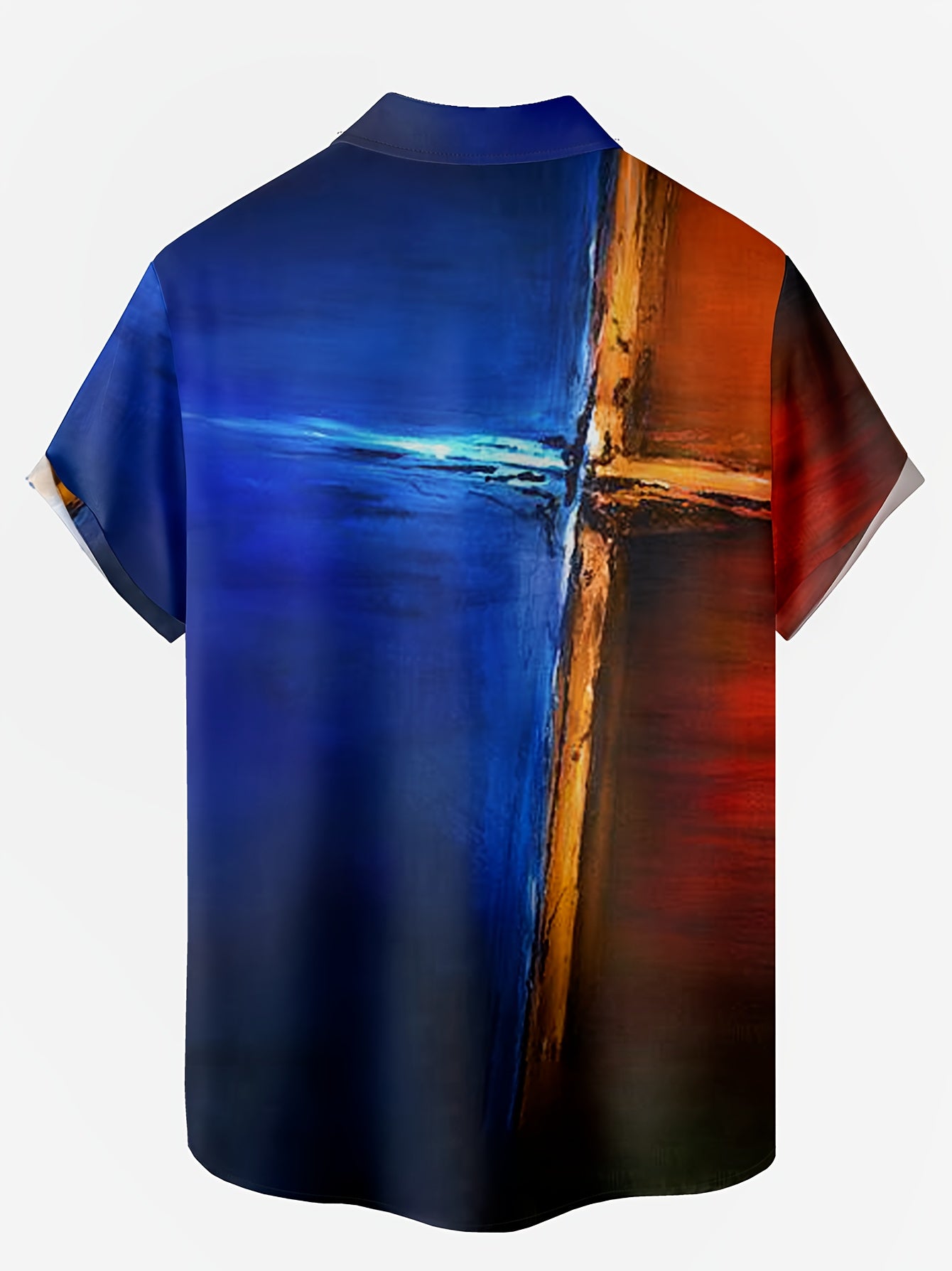 Plus Size Men's Hawaiian Shirts For Beach, Comfy Full Printed With "Art" Pattern Short Sleeve Aloha Shirts, Oversized Casual Loose Tops For Summer - Snug & Style