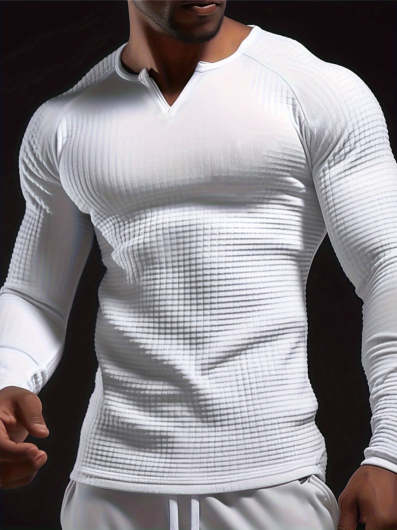 Mens Color Block V-Neck T-Shirt - Long Sleeve Active Wear for All Seasons - Stylish, Comfortable, and Breathable Casual Shirts - Perfect for Spring, Summer, and Autumn - Mens Fashion Tops - Snug & Style