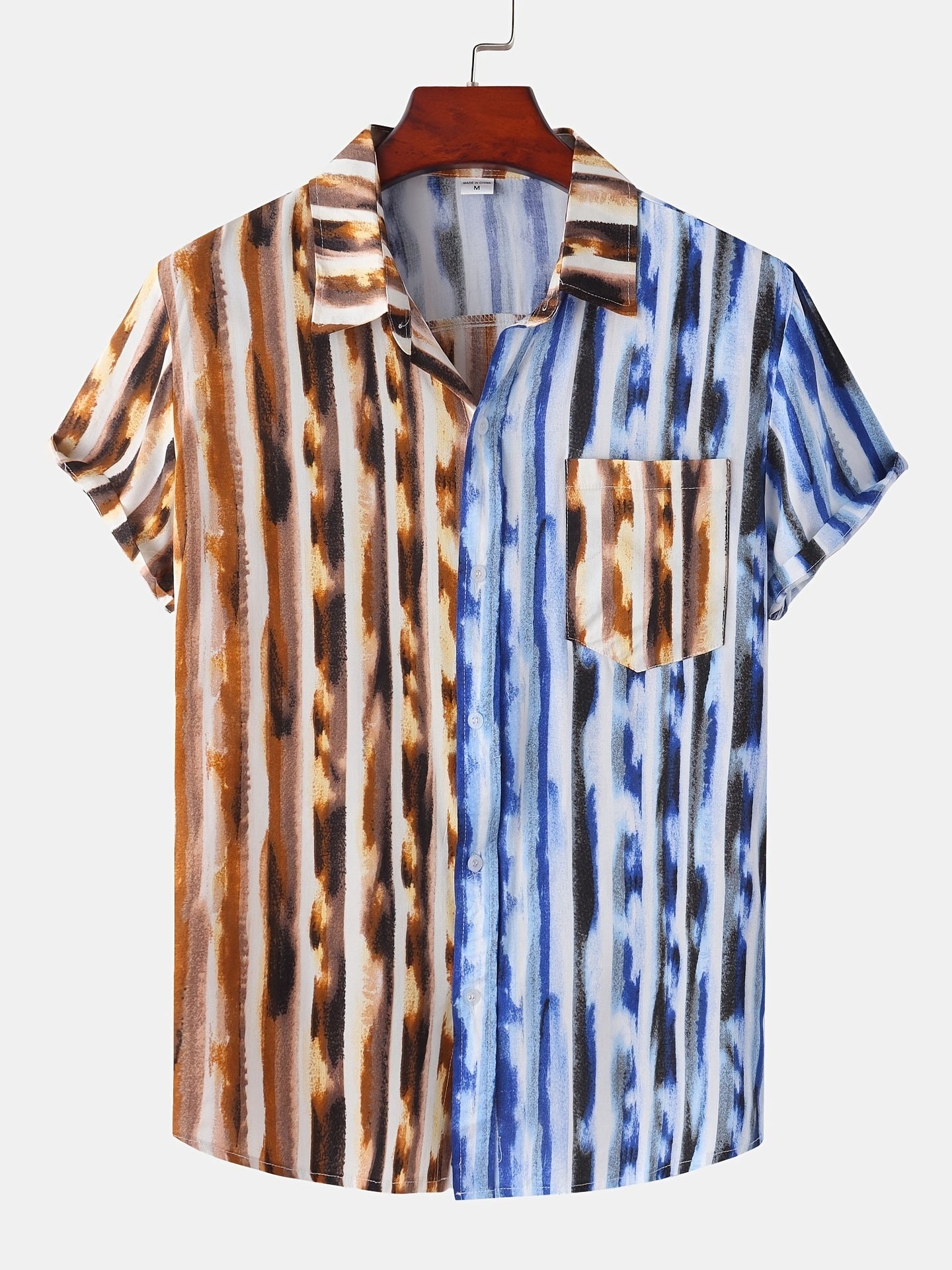 Mens Fashion Essential - Stylish Casual Beach T-Shirt with Bold Contrasting Colors - Comfortable Non-Stretch Cotton, Short Sleeves for Summer - Snug & Style