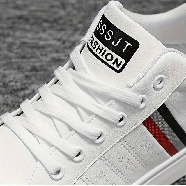 PLUS SIZE Mens Fashion-Forward Solid Skate Sneakers - Ultra-Comfortable, Non-Slip, Lace-Up Design for Outdoor Adventures - Snug & Style