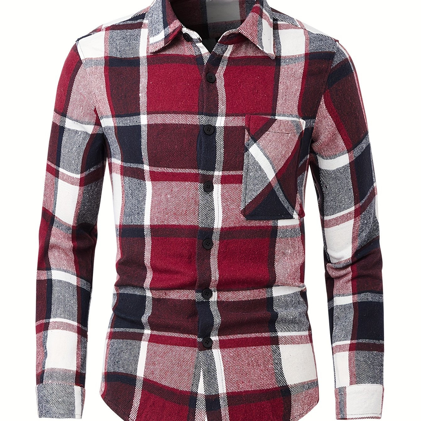 Men's Flannel Plaid Lapel Button Short Pocketed Shirts Coats - Snug & Style