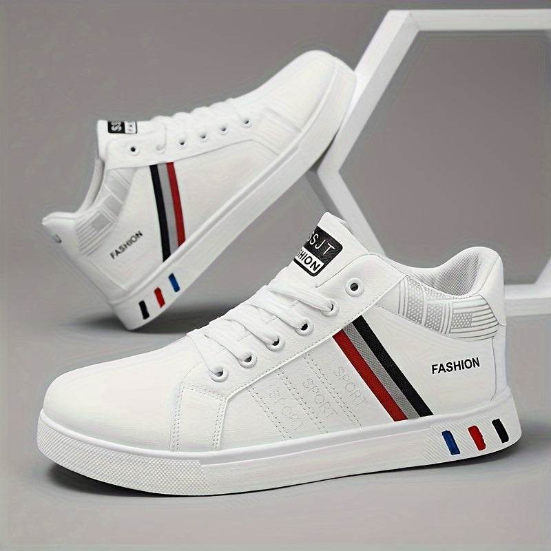 PLUS SIZE Mens Fashion-Forward Solid Skate Sneakers - Ultra-Comfortable, Non-Slip, Lace-Up Design for Outdoor Adventures - Snug & Style