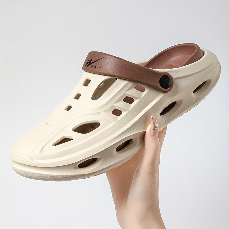 Mens Fashion Forward Hollow Out Slippers - Colour Block Style, Ultra-Comfortable, Non-Slip, Durable Outdoor Slides for TrendSETTING Gentlemen - Snug & Style