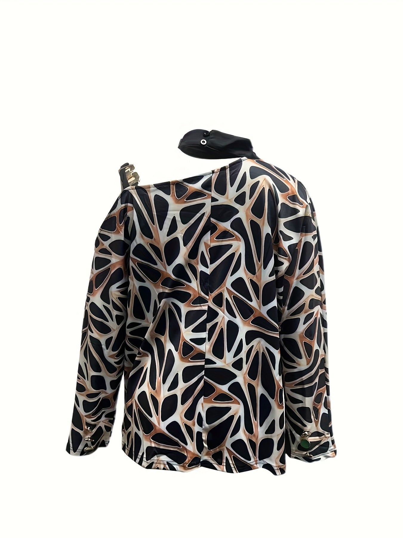 Women's Geometric Print Off-Shoulder Long Sleeve Tops, Casual Fall Winter Shirts, Women's Clothing - Snug & Style