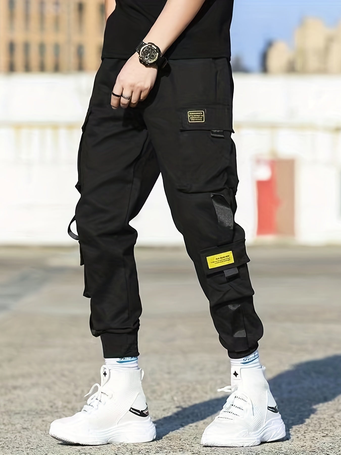 Classic Design Multi Flap Pockets Cargo Pants, Men's Casual Techwear Drawstring Cargo Pants Hip Hop Joggers For Autumn Summer Outdoor - Snug & Style