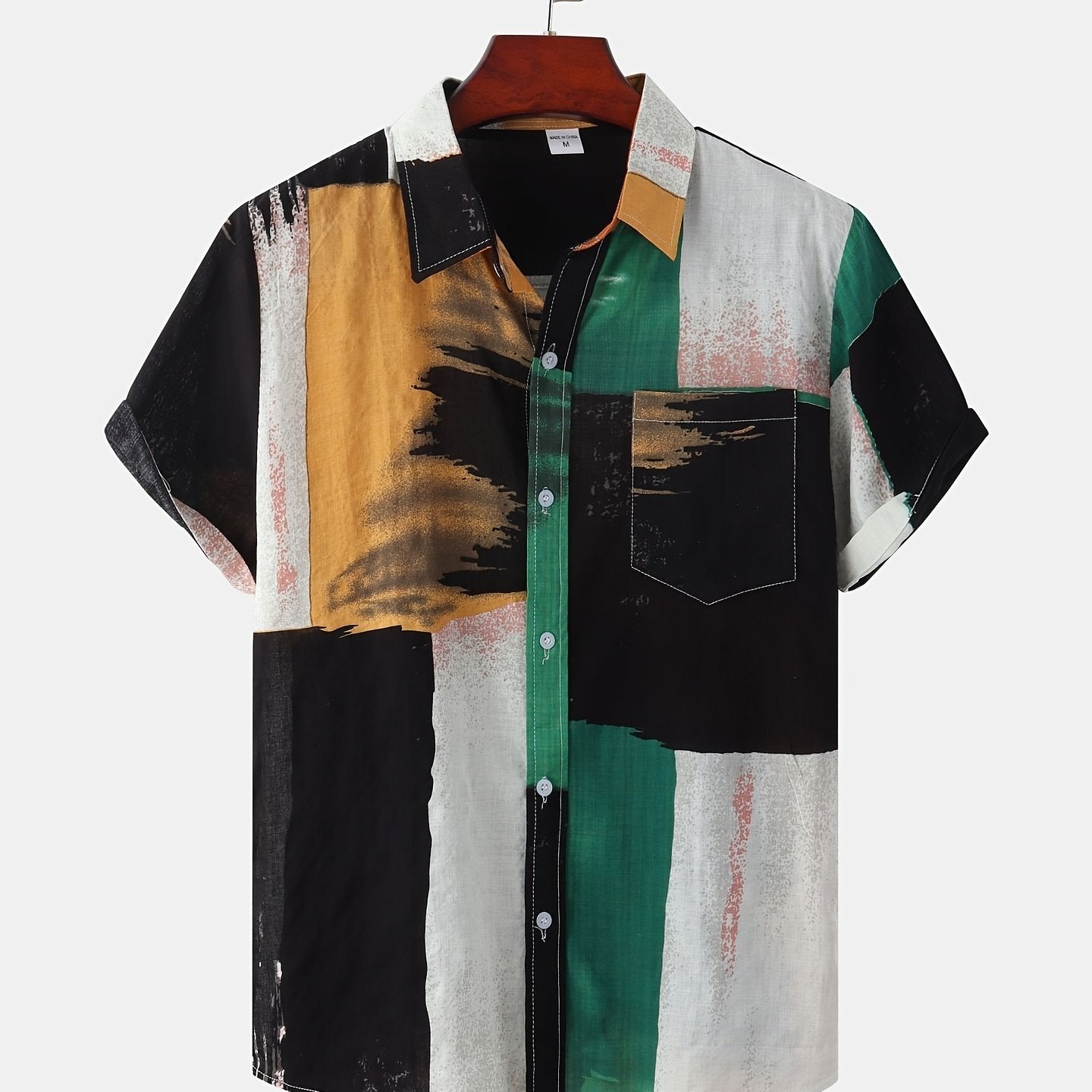 Mens Fashion Essential - Stylish Casual Beach T-Shirt with Bold Contrasting Colors - Comfortable Non-Stretch Cotton, Short Sleeves for Summer - Snug & Style