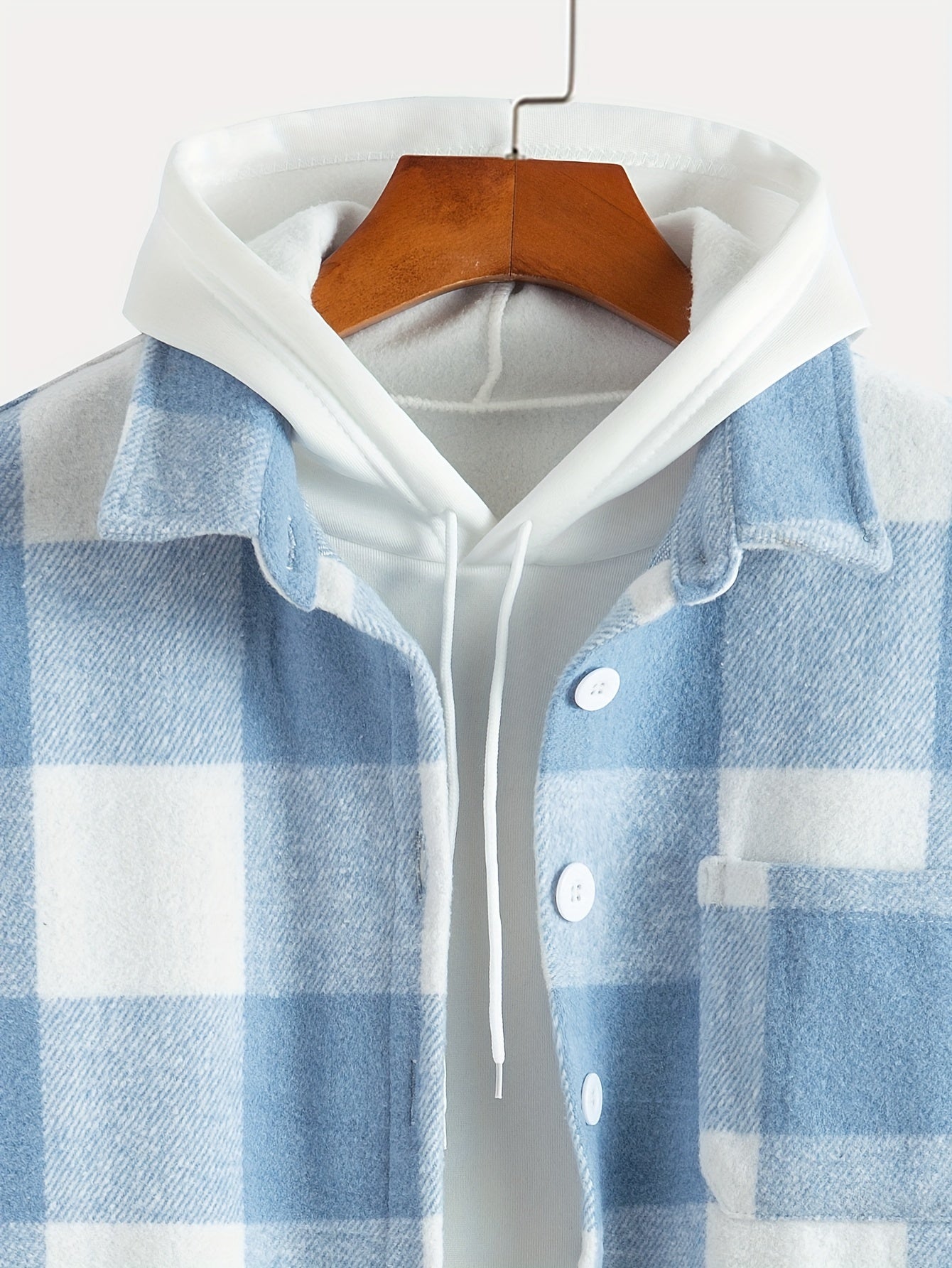 Mens Fashion-Forward Checkered Fleece Jacket - Cozy, Casual & Convenient with Pockets, Long Sleeve Button-Up Design for Outdoor Exploration - Snug & Style