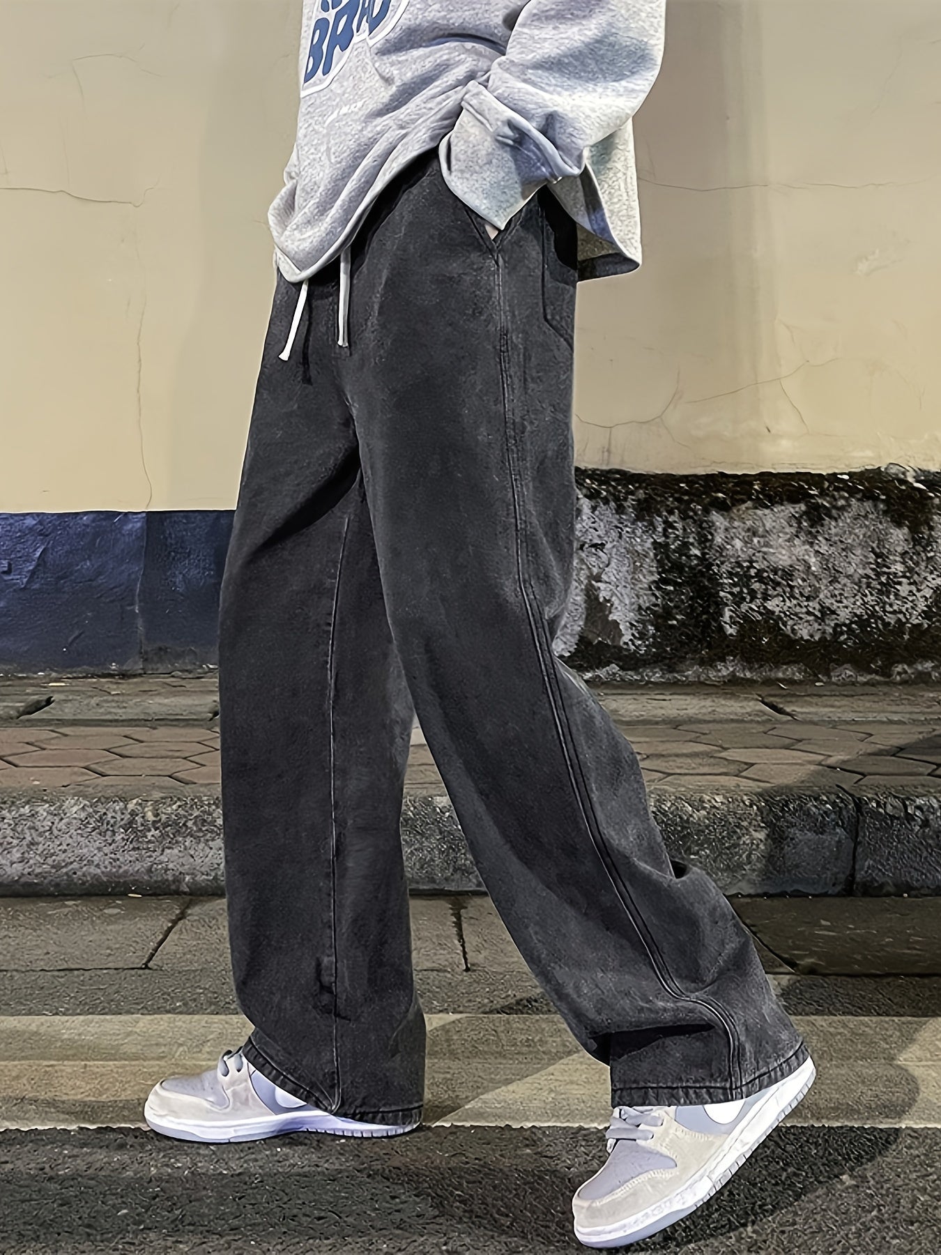 Mens Fashion Jeans - Rich Solid Color, Loose Fit, Classic Straight Leg, High-Quality Denim, Perfect for Daily Casual Wear, Inspired by Street Style Fashion Trends - Snug & Style