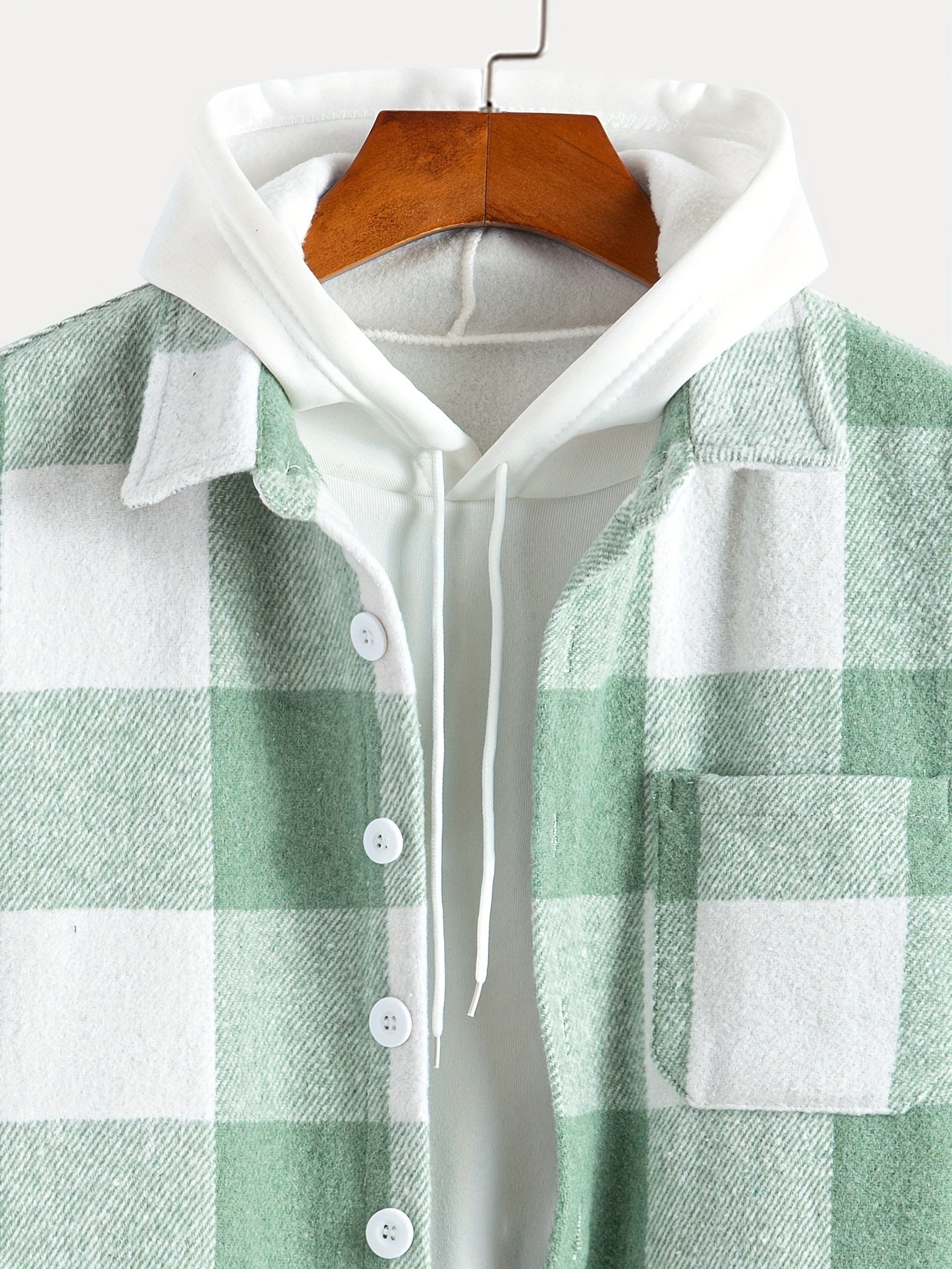 Mens Fashion-Forward Checkered Fleece Jacket - Cozy, Casual & Convenient with Pockets, Long Sleeve Button-Up Design for Outdoor Exploration - Snug & Style