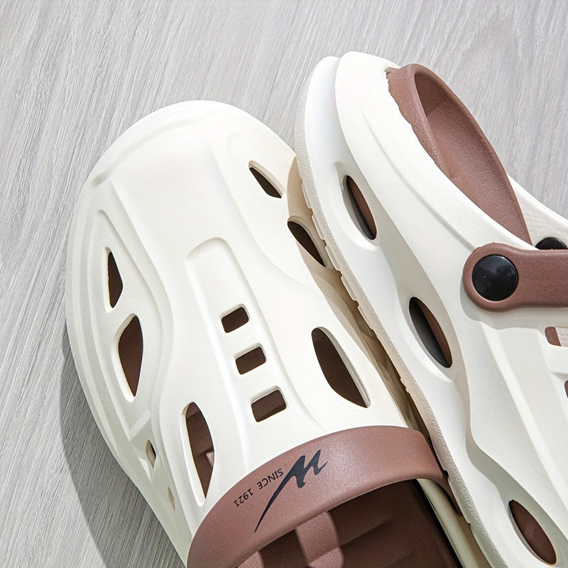 Mens Fashion Forward Hollow Out Slippers - Colour Block Style, Ultra-Comfortable, Non-Slip, Durable Outdoor Slides for TrendSETTING Gentlemen - Snug & Style