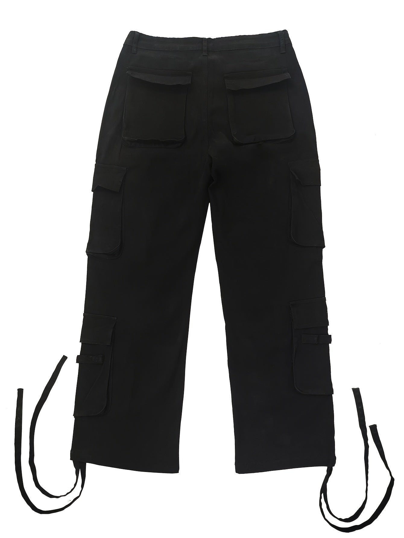 Cotton Solid Multi Flap Pockets Men's Straight Leg Cargo Baggy Pants, Loose Casual Outdoor Pants, Men's Work Pants For Hiking Fishing Angling - Snug & Style