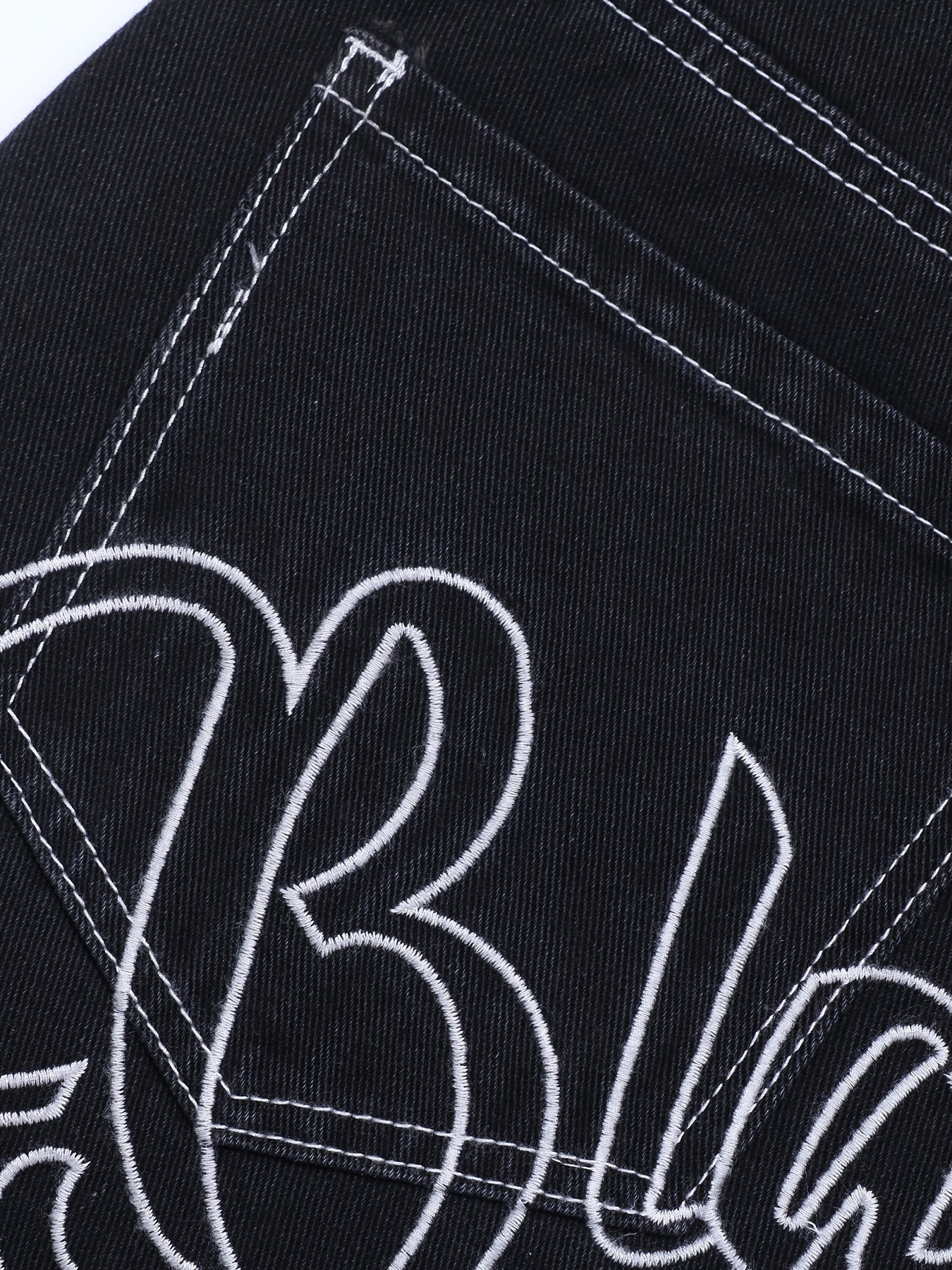 Y2k Letter Print Wide Leg Loose Fit Jeans, Men's Casual Slightly Stretch Street Style Multi Pocket Baggy Denim Pants For Spring Summer - Snug & Style