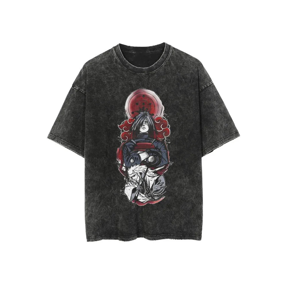 Retro Washed Cotton T-shirt Tops Anime Graphic Tees for Men Women Summer Casual Oversized Tshirt Harajuku Streetwear - Snug & Style