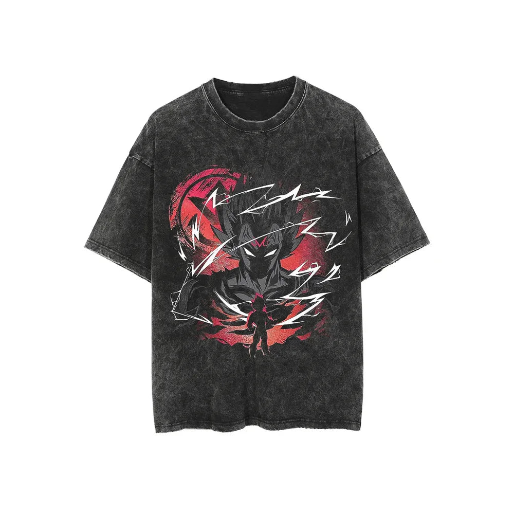 Retro Washed Cotton T-shirt Tops Anime Graphic Tees for Men Women Summer Casual Oversized Tshirt Harajuku Streetwear - Snug & Style