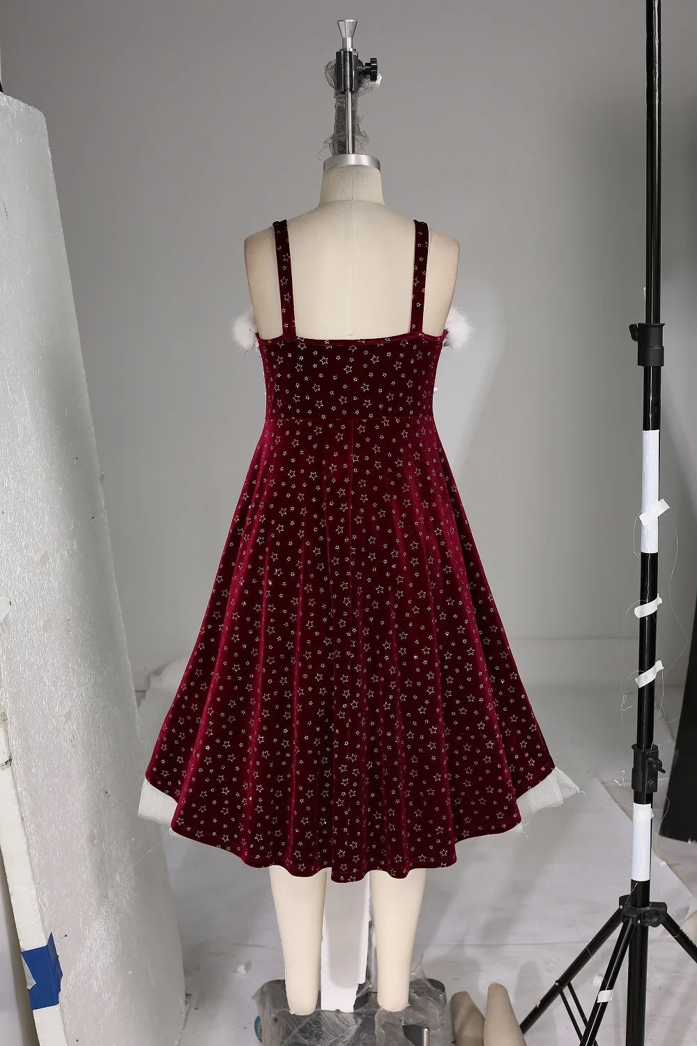 ROSEGAL-Women's Pentagram Print Dresses, Faux Fur, Lace Up, Ruched High Low Dress, Festival Streetwear, Casual Plus Size Vestido - Snug & Style