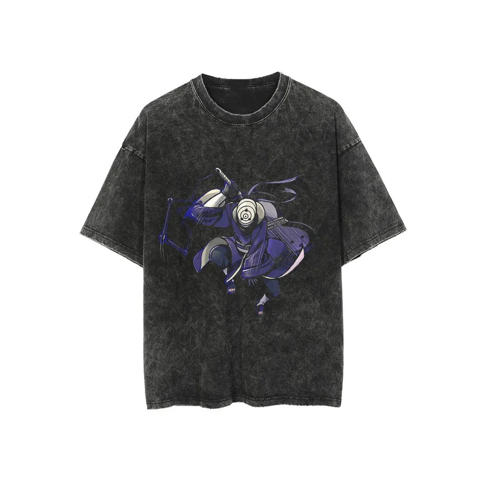 Retro Washed Cotton T-shirt Tops Anime Graphic Tees for Men Women Summer Casual Oversized Tshirt Harajuku Streetwear - Snug & Style