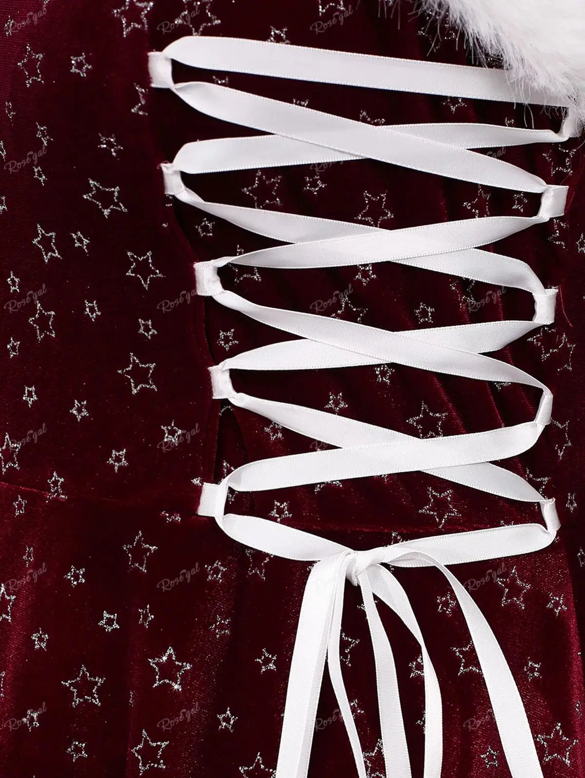 ROSEGAL-Women's Pentagram Print Dresses, Faux Fur, Lace Up, Ruched High Low Dress, Festival Streetwear, Casual Plus Size Vestido - Snug & Style