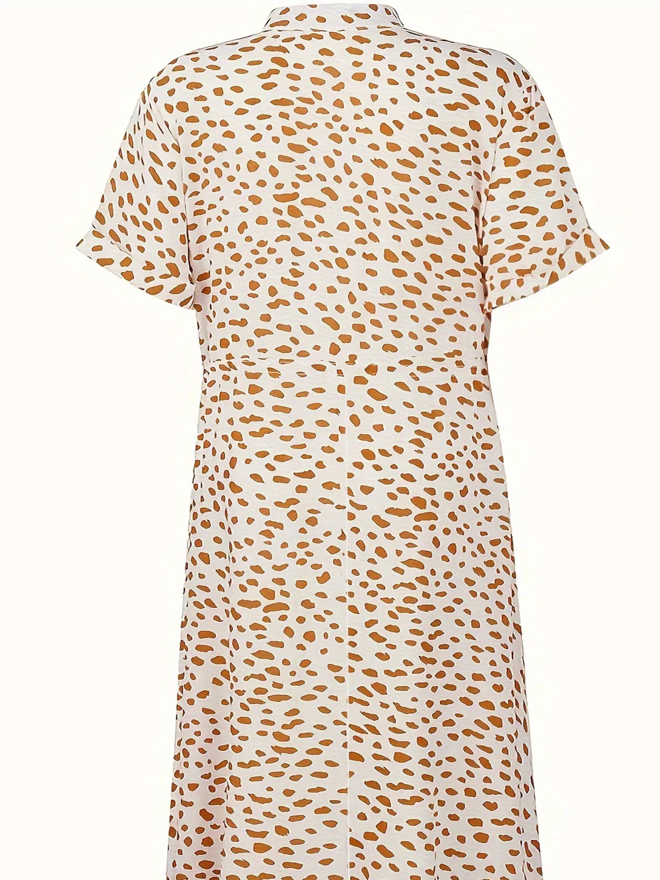 Plus Size All Over Print Button Front Dress, Casual Short Sleeve Dress For Spring & Summer, Women's Plus Size Clothing - Snug & Style