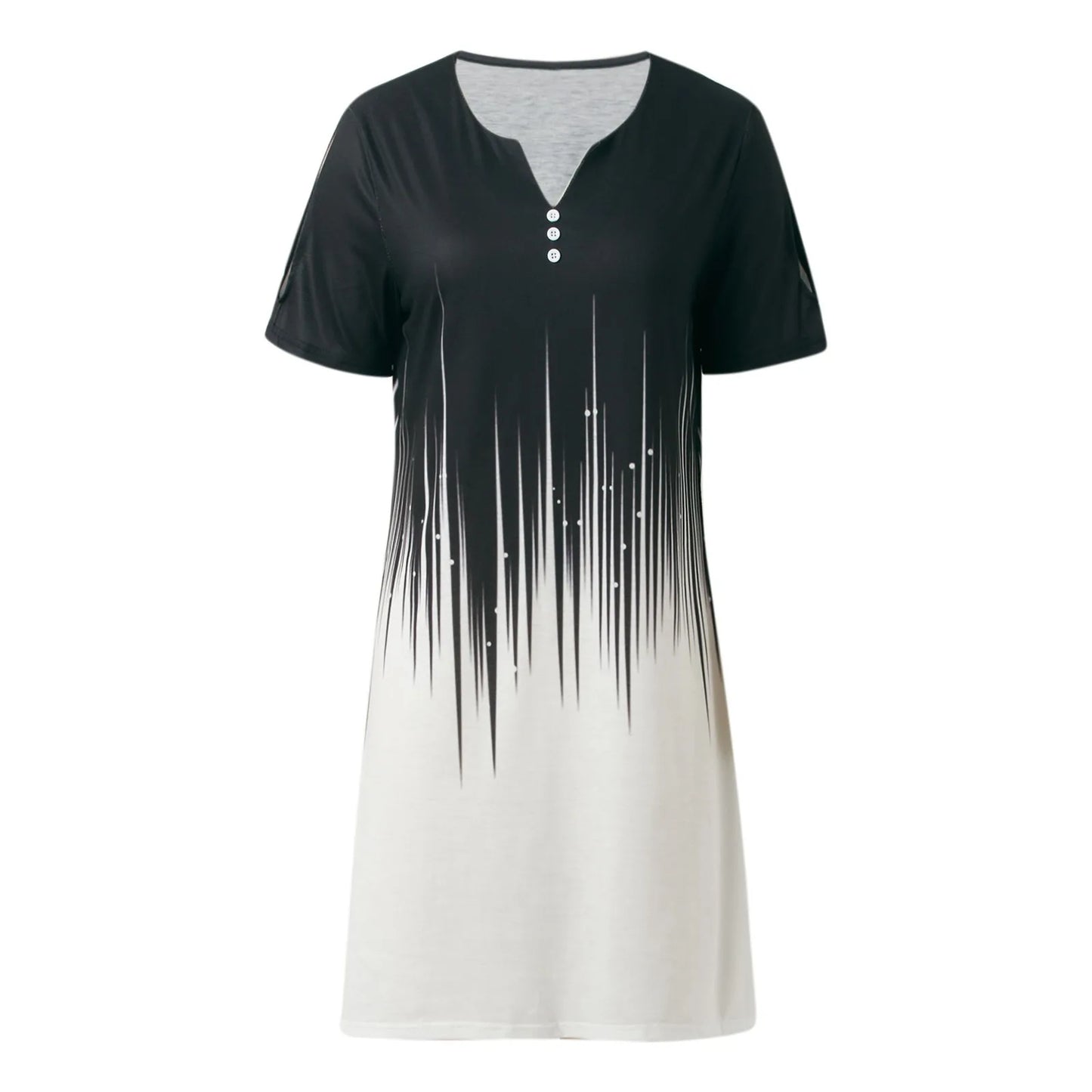 Dresses For Women Summer Casual Plus Size Women Fashion Printed V Neck Cut Out Sleeve Short Sleeved Casual Button платье женское - Snug & Style