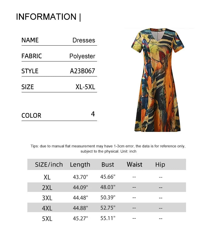Plus Size 2024 Summer New Women's V-neck Short Sleeve Irregular Pattern Printed Casual Loose Summer Best Choice - Snug & Style