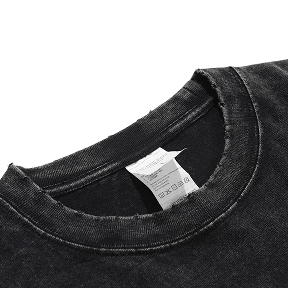 Retro Washed Cotton T-shirt Tops Anime Graphic Tees for Men Women Summer Casual Oversized Tshirt Harajuku Streetwear - Snug & Style