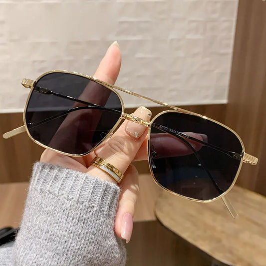 Fashion Women Sunglasses 2024 Luxury Metal Trendy Eyewear Brand Design Vintage Men Square Sun Glasses Mirror - Snug & Style