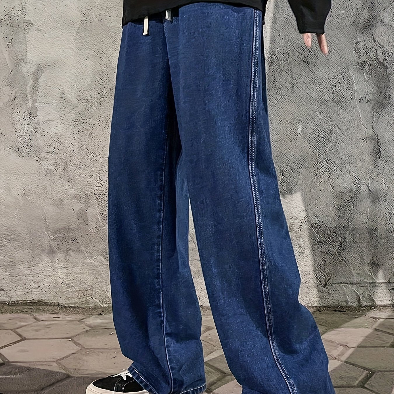 Mens Fashion Jeans - Rich Solid Color, Loose Fit, Classic Straight Leg, High-Quality Denim, Perfect for Daily Casual Wear, Inspired by Street Style Fashion Trends - Snug & Style