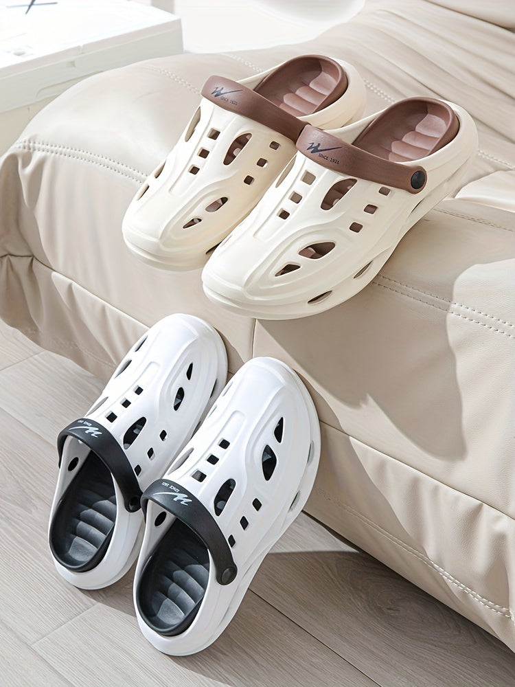 Mens Fashion Forward Hollow Out Slippers - Colour Block Style, Ultra-Comfortable, Non-Slip, Durable Outdoor Slides for TrendSETTING Gentlemen - Snug & Style