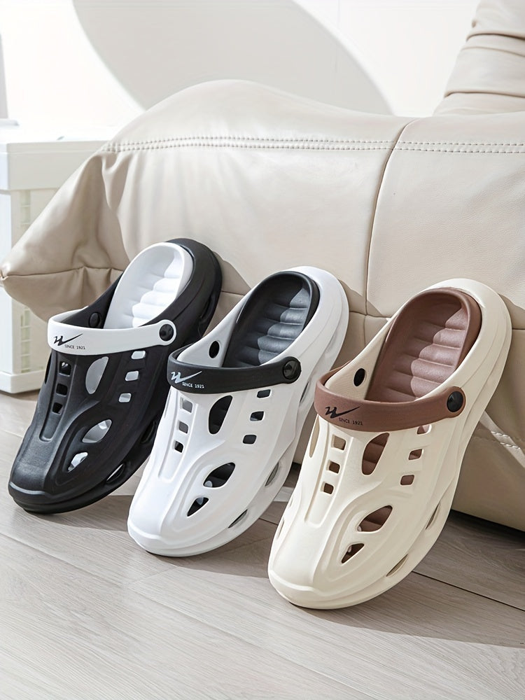 Mens Fashion Forward Hollow Out Slippers - Colour Block Style, Ultra-Comfortable, Non-Slip, Durable Outdoor Slides for TrendSETTING Gentlemen - Snug & Style