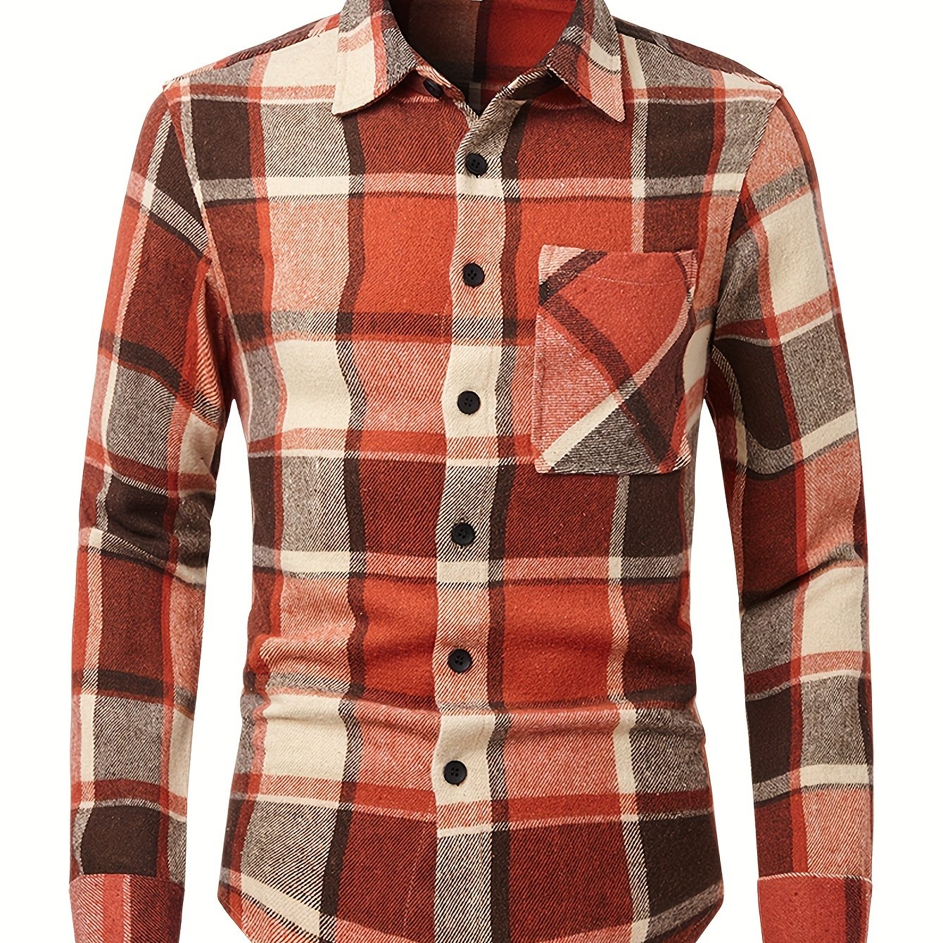 Men's Flannel Plaid Lapel Button Short Pocketed Shirts Coats - Snug & Style