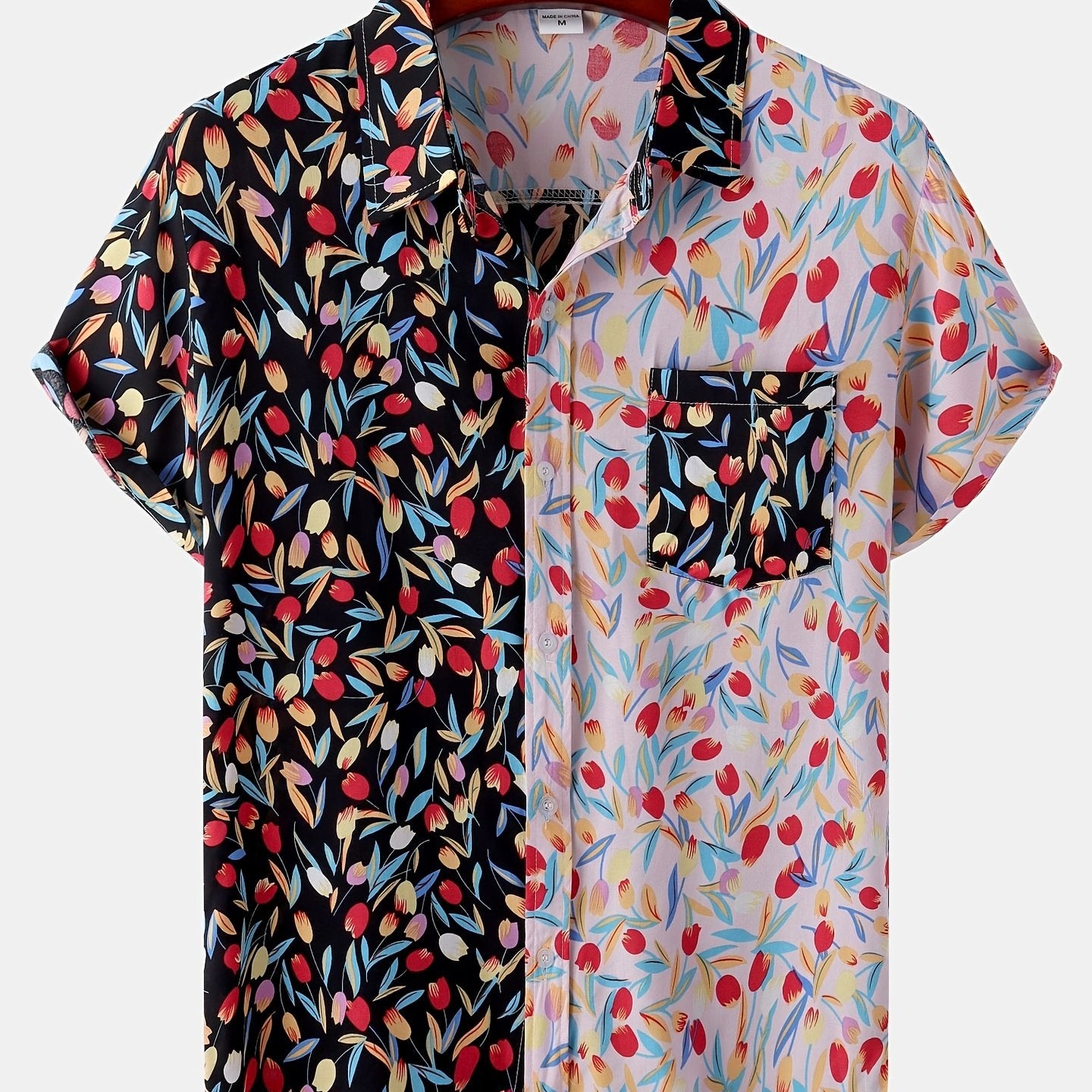 Mens Fashion Essential - Stylish Casual Beach T-Shirt with Bold Contrasting Colors - Comfortable Non-Stretch Cotton, Short Sleeves for Summer - Snug & Style