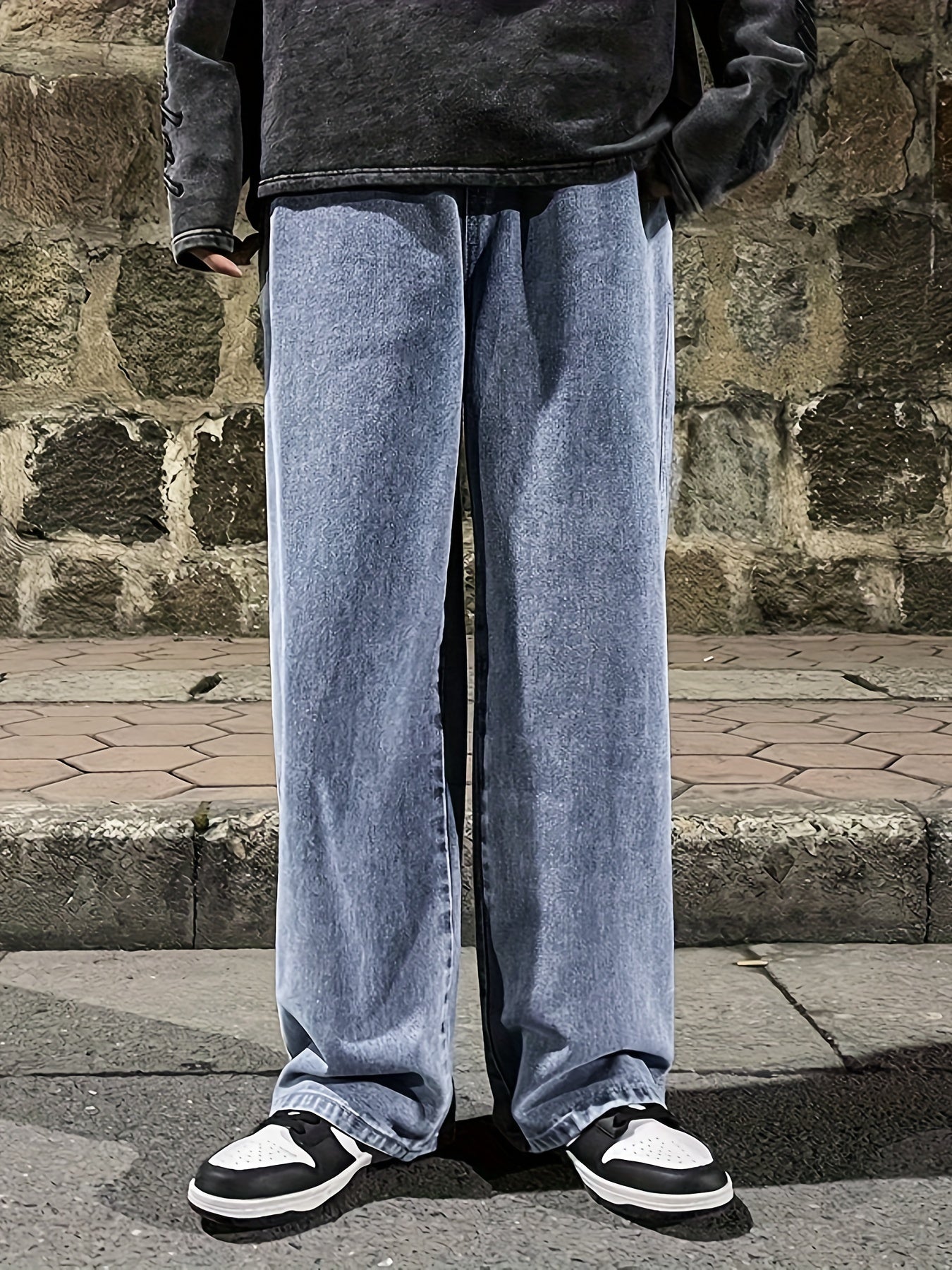 Mens Fashion Jeans - Rich Solid Color, Loose Fit, Classic Straight Leg, High-Quality Denim, Perfect for Daily Casual Wear, Inspired by Street Style Fashion Trends - Snug & Style