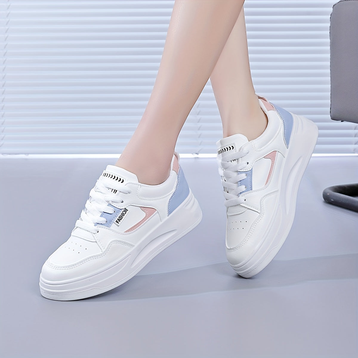 Womens Lightweight Platform Sneakers - Breathable & Comfortable, Low Top Lace Up Design - Stylish Casual Shoes for Everyday Fashion - Snug & Style