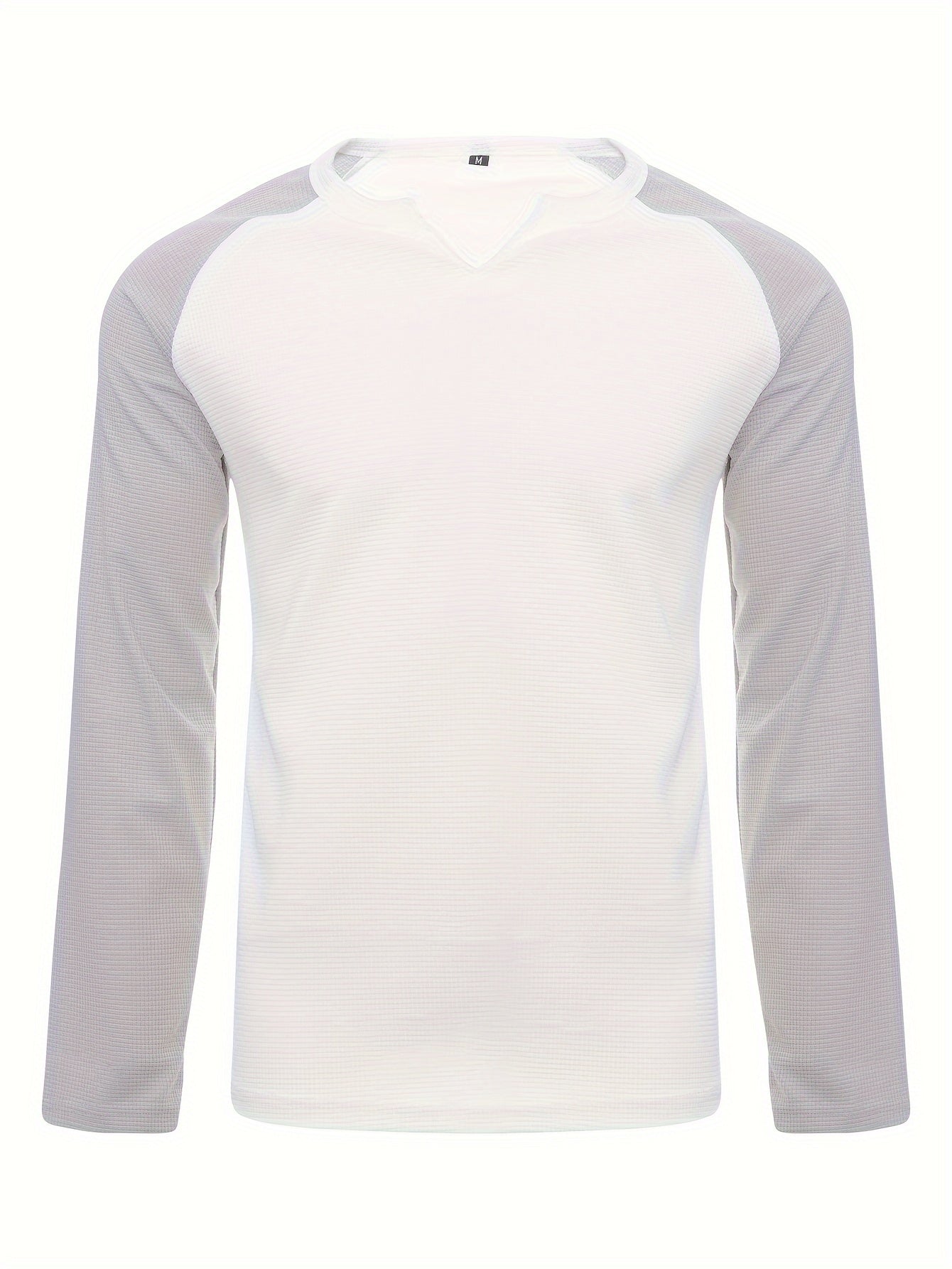 Mens Color Block V-Neck T-Shirt - Long Sleeve Active Wear for All Seasons - Stylish, Comfortable, and Breathable Casual Shirts - Perfect for Spring, Summer, and Autumn - Mens Fashion Tops - Snug & Style