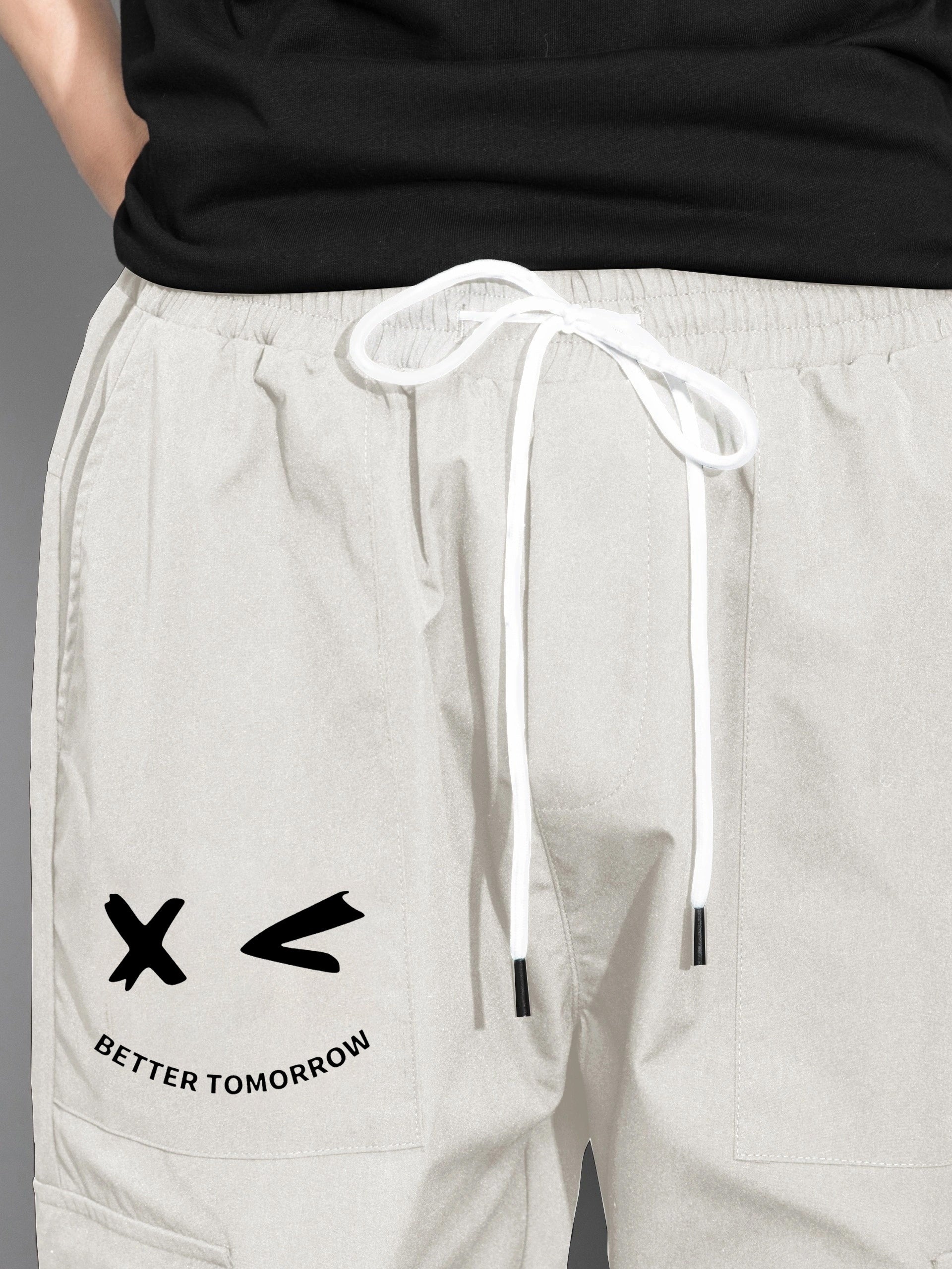 Mens Fashion-Forward Solid Cargo Pants - Abundant Flap Pockets, Loose Fit Drawstring Trousers - Durable Outdoor Work to Streetwear Hip Hop Style - Snug & Style