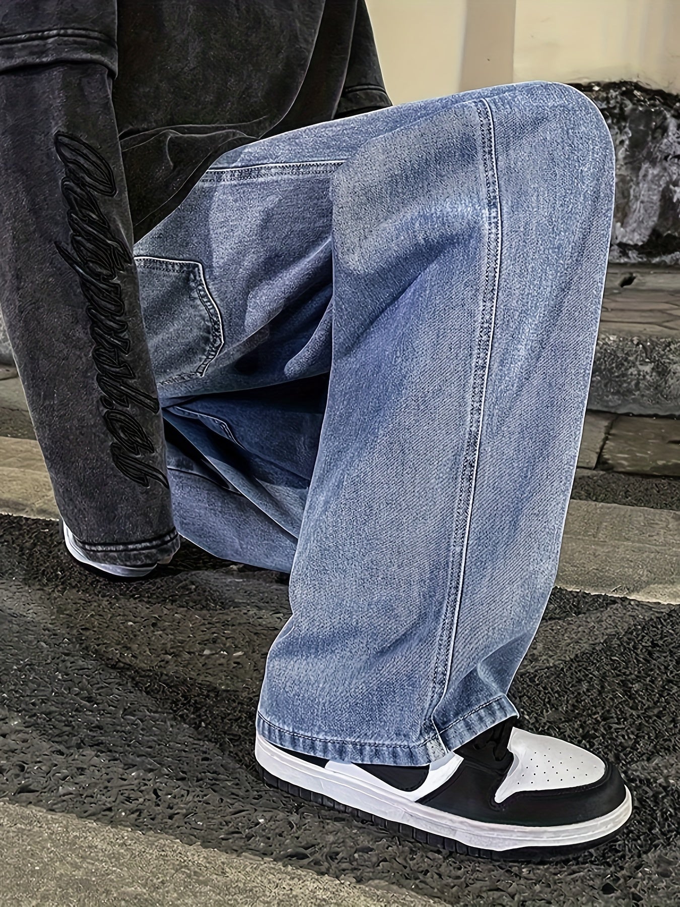 Mens Fashion Jeans - Rich Solid Color, Loose Fit, Classic Straight Leg, High-Quality Denim, Perfect for Daily Casual Wear, Inspired by Street Style Fashion Trends - Snug & Style